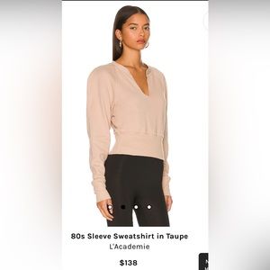 NWT L’Academie 80s sleeve sweatshirt in Taupe